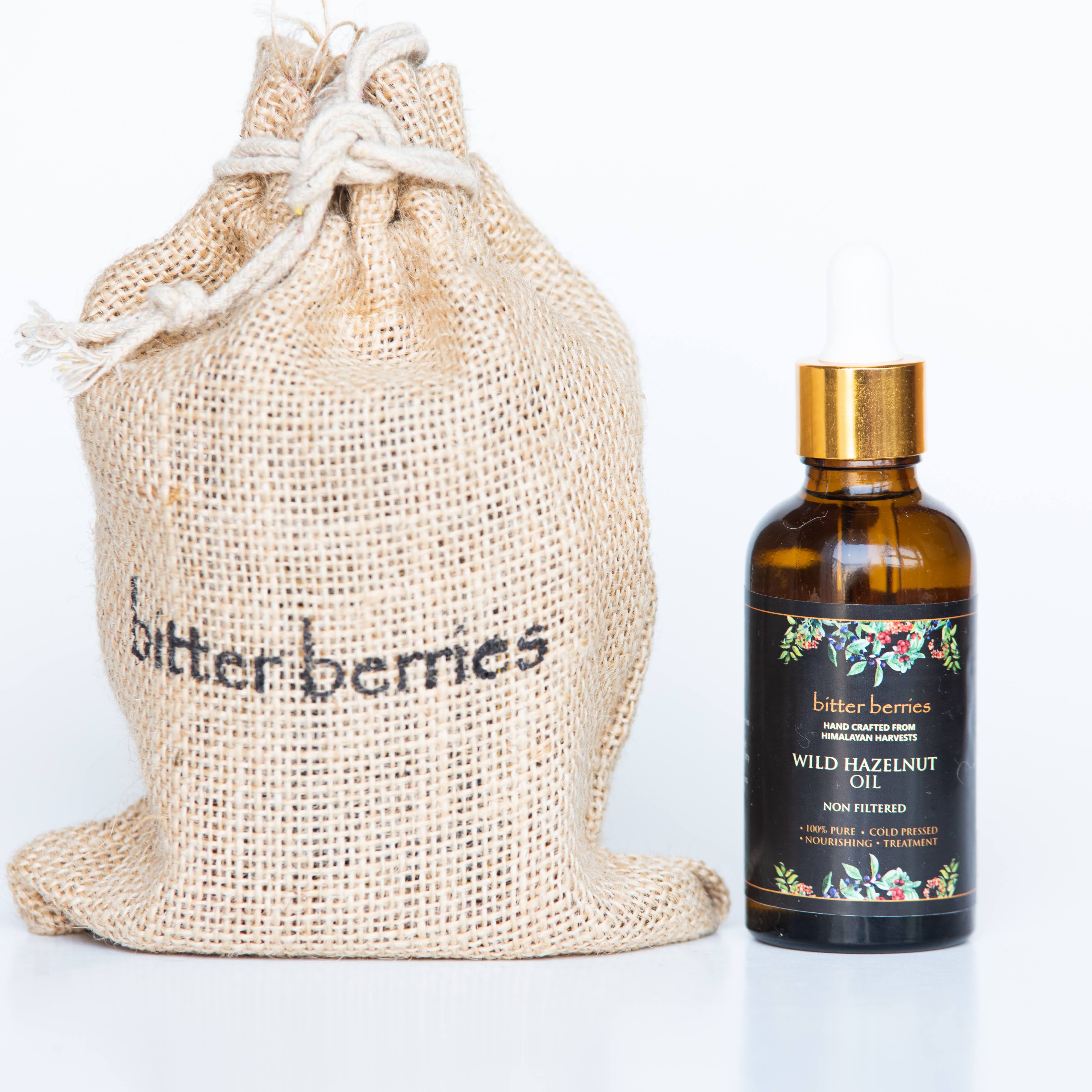 Bitter Berries Wild Hazelnut Oil brings to you skin care which is 100% natural and pure like the Himalayan springs.
