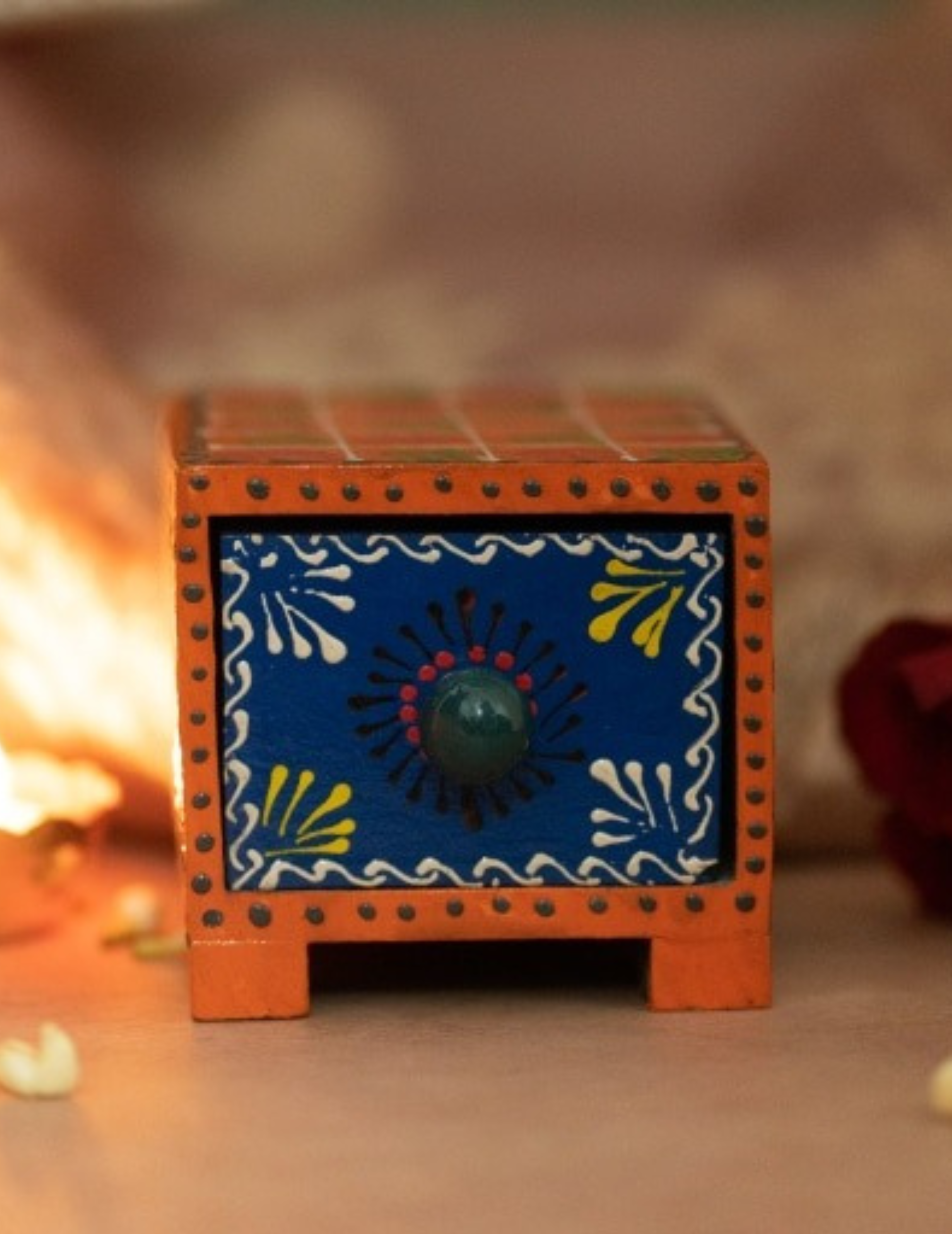Slider Wooden Box With Ceramic Drawer