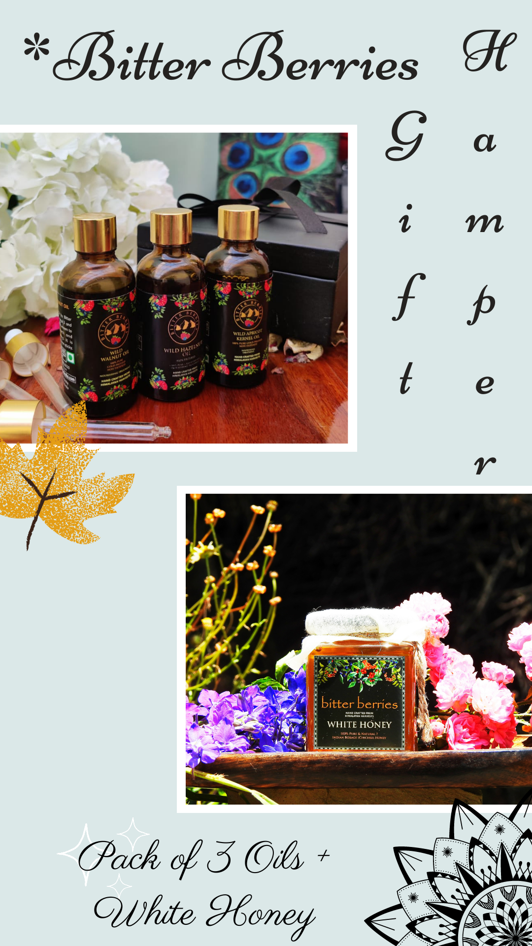 Gift Hamper - 4 (Pack of 3 Wellness Oils and White Honey)